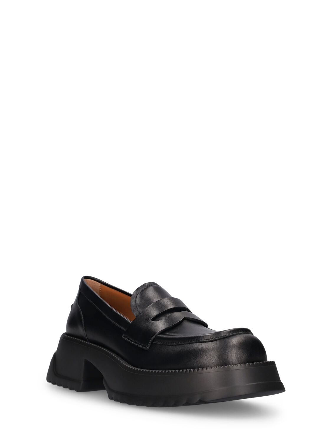 Shop Marni 50mm Leather Loafers In Black