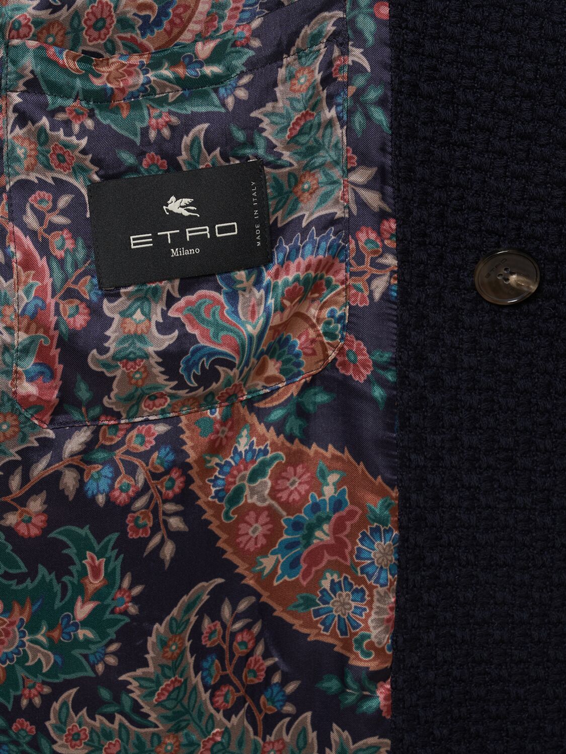 Shop Etro Wool Peacoat In Navy