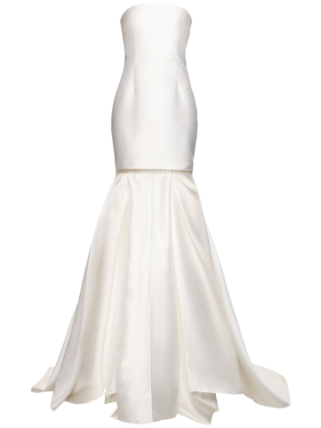 Solace London Neva Strapless Satin-twill Gown In White