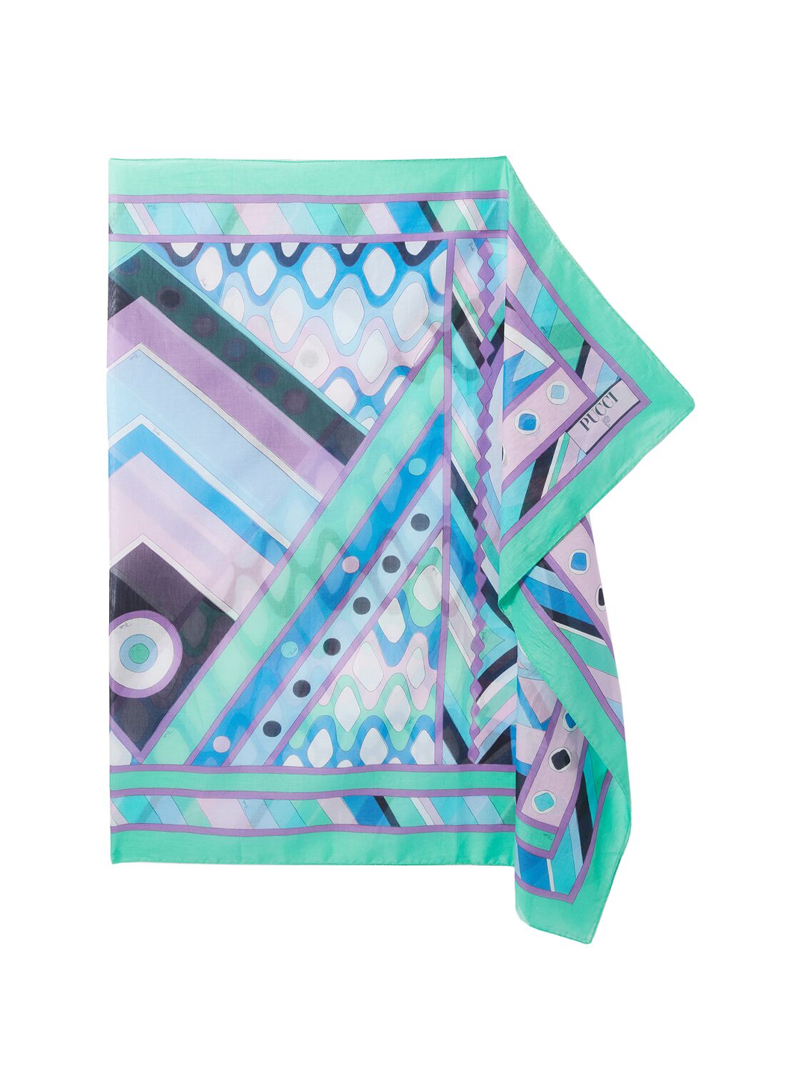Pucci Cotton Long Sarong In Blue,white