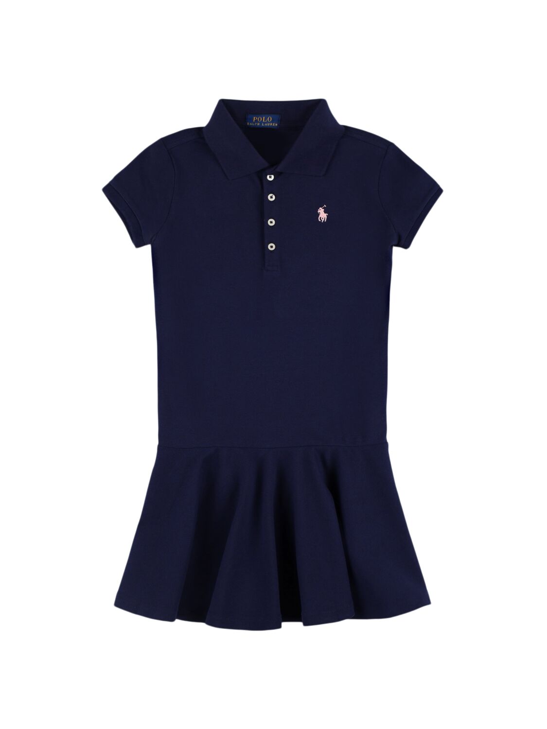 Ralph Lauren Kids' Cotton Blend Piquet Polo Dress In Blue