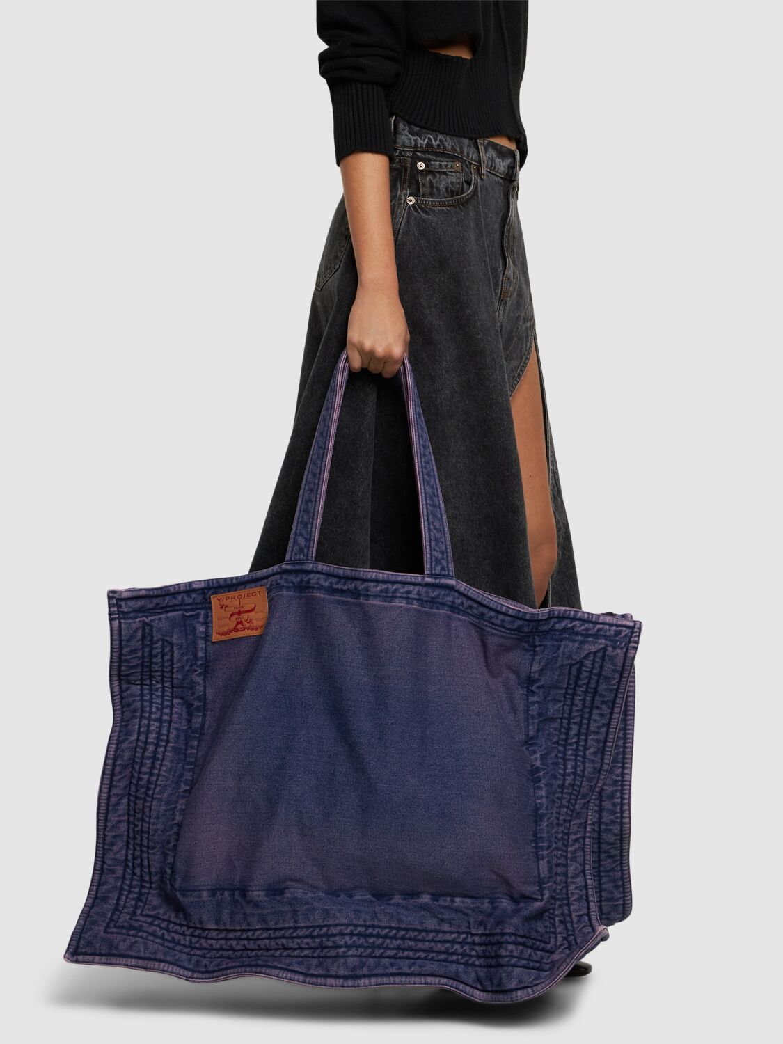 Shop Y/project Maxi Wire Cabas Tote Bag In Purple Navy