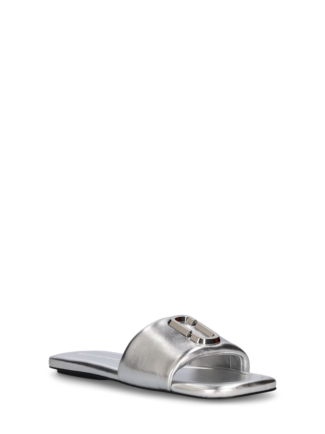 Shop Marc Jacobs The J Marc Metallic Slide Sandals In Silver