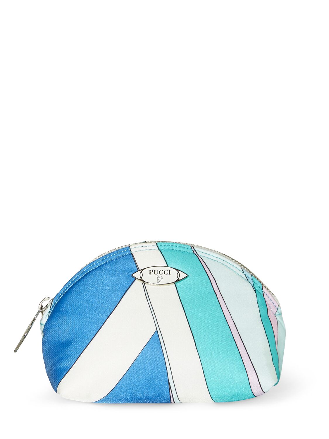 Pucci Small Printed Nylon Beauty Case In Light Blue,white