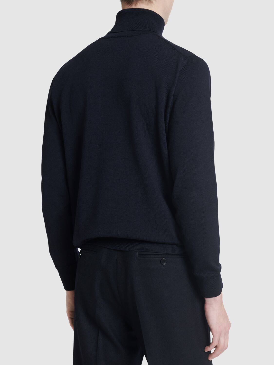 Shop Etro Wool Turtleneck Sweater In Navy