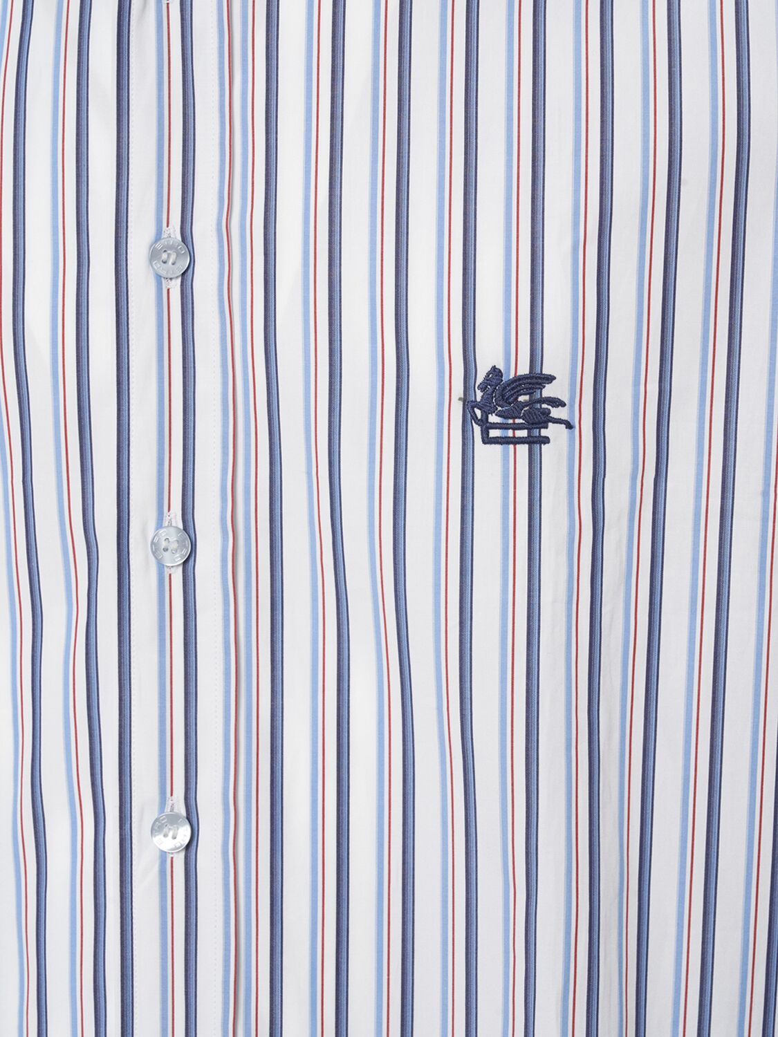 Shop Etro Striped Logo Cotton Shirt In Blue