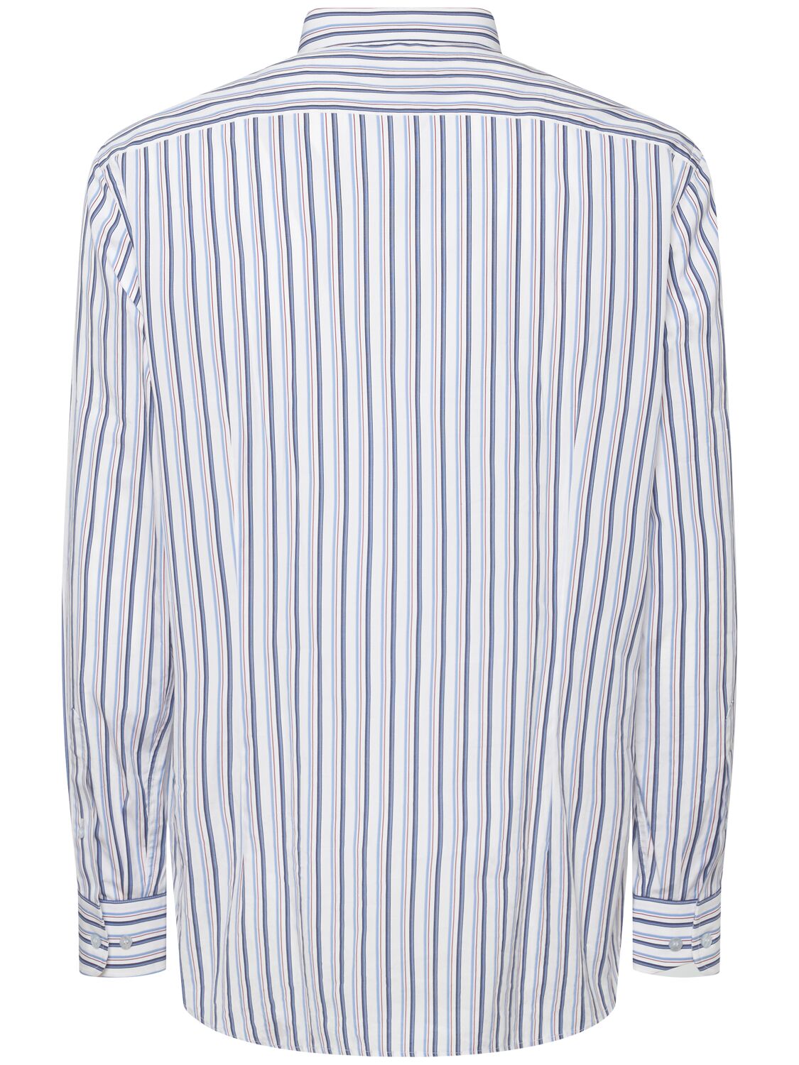 Shop Etro Striped Logo Cotton Shirt In Blue