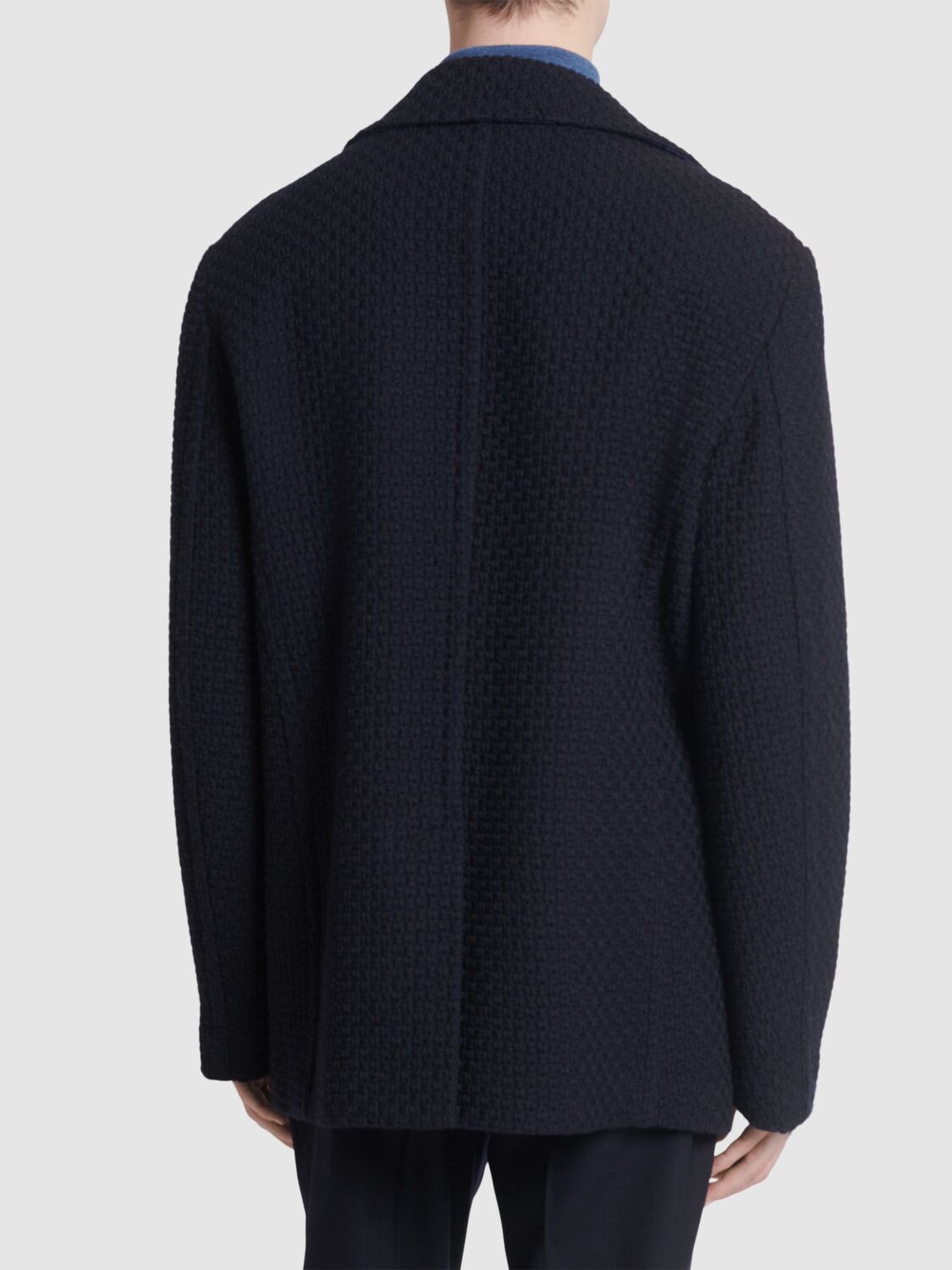 Shop Etro Wool Peacoat In Navy