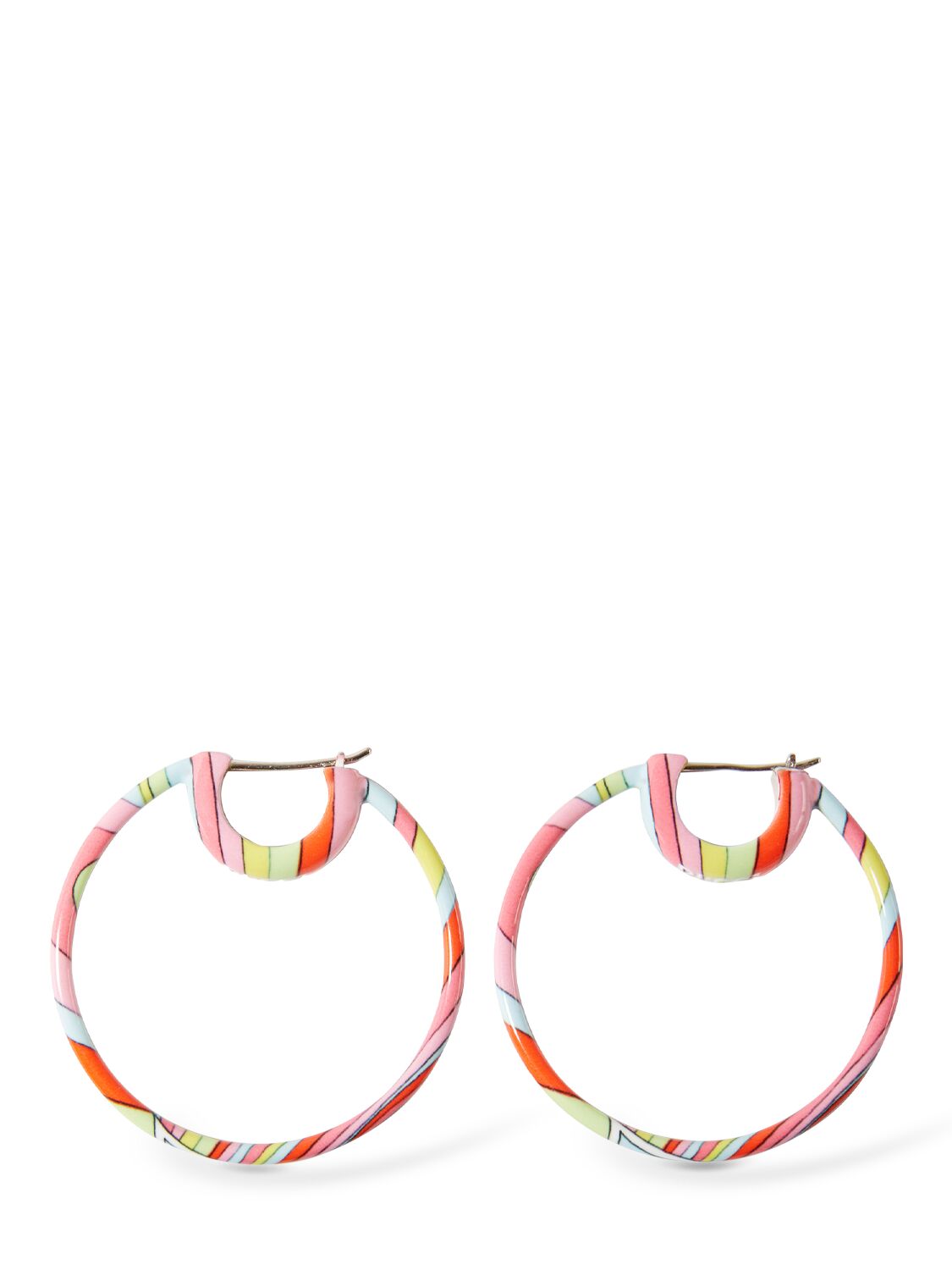Pucci Small Printed Hoops In Pink,orange
