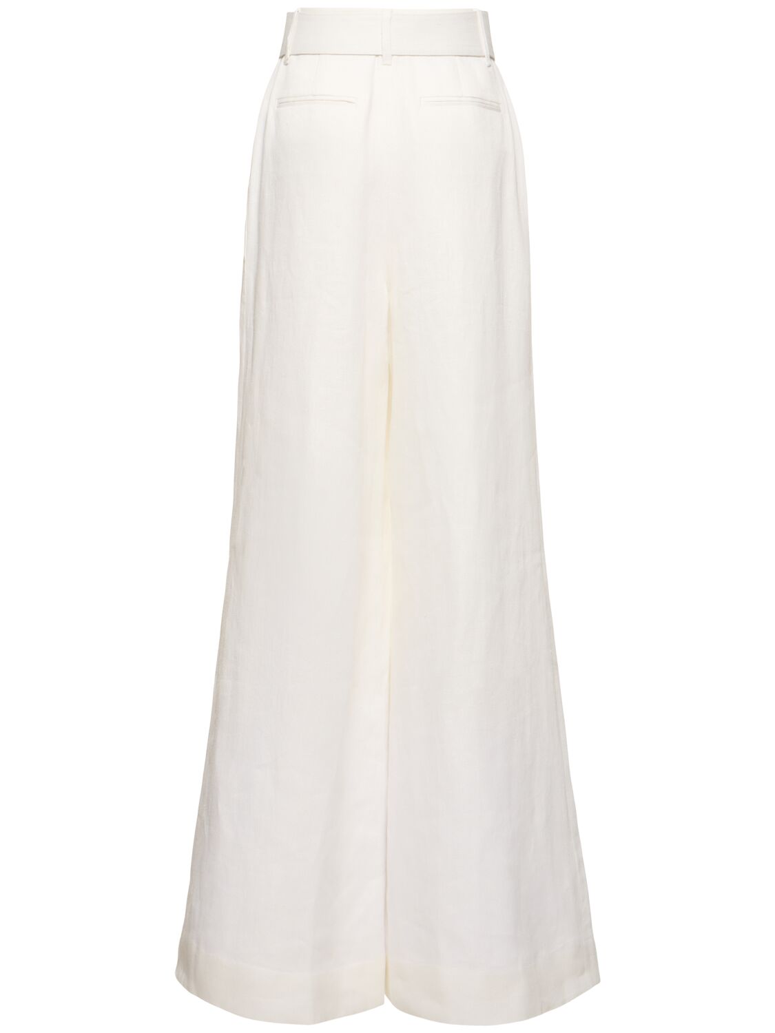 Shop Zimmermann Wide Leg Linen High Waisted Pants In Ivory