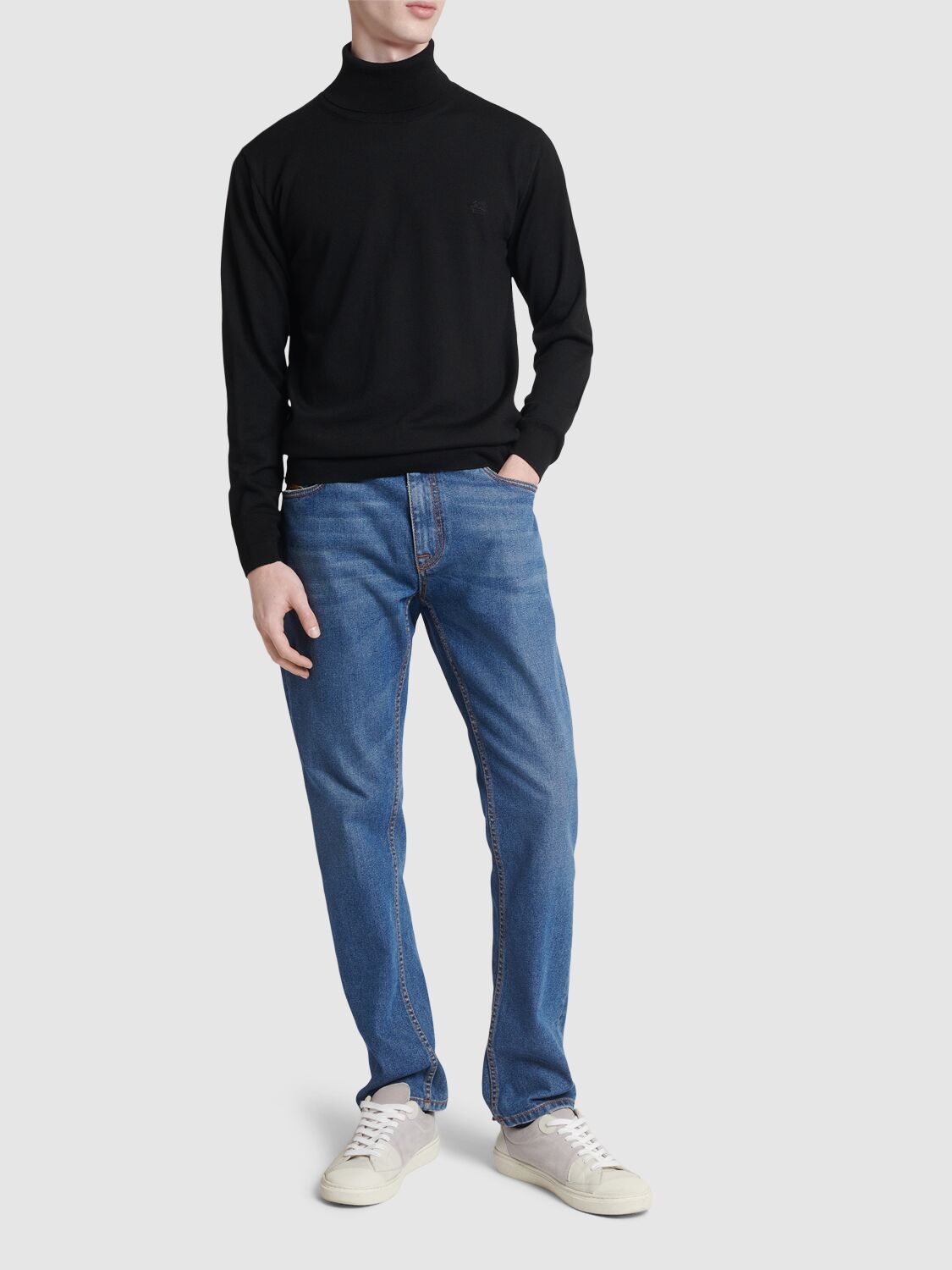 Shop Etro Wool Turtleneck Sweater In Black