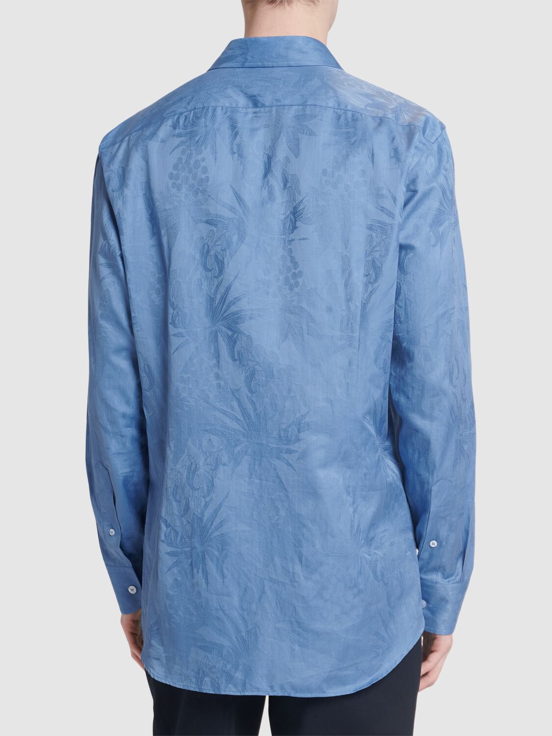 Shop Etro Cotton Jacquard Shirt In Blue