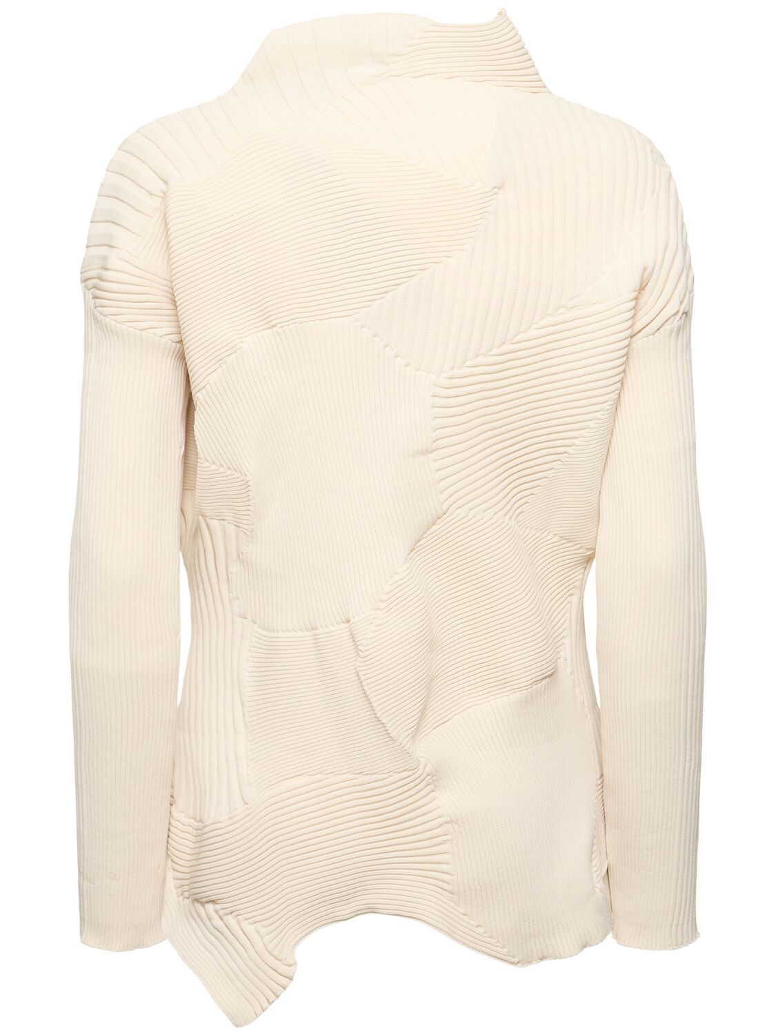 Shop Issey Miyake Pleated Asymmetrical L/s Top In Ivory