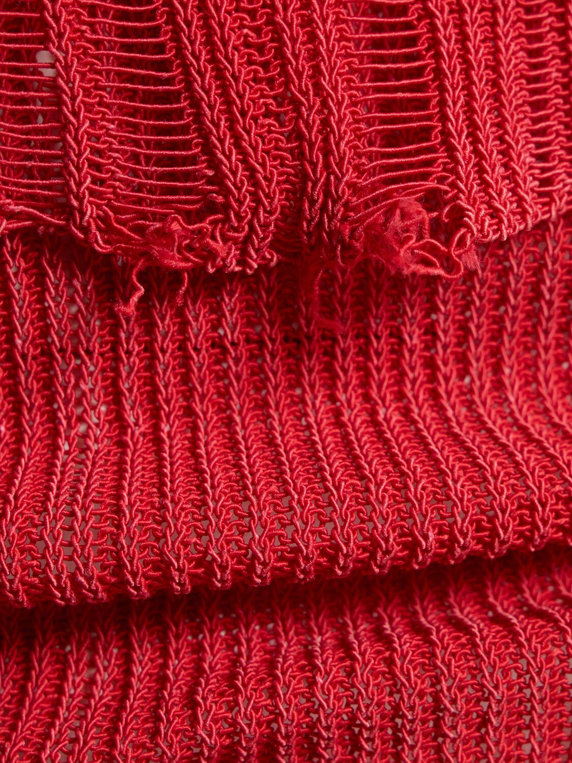 Shop Acne Studios Distressed Knit L/s Midi Dress In Red