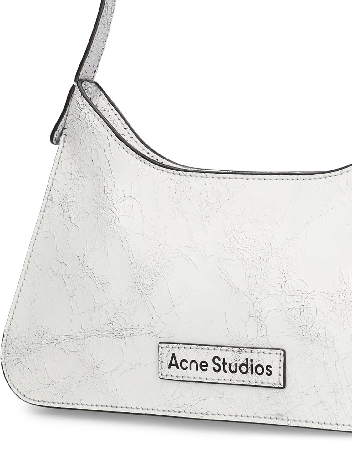Shop Acne Studios Mini Platt Crackle Leather Shoulder Bag In White