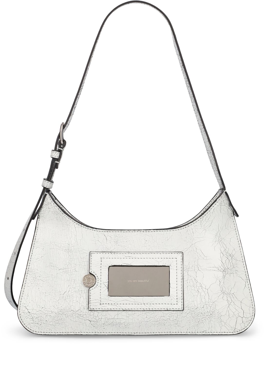 Shop Acne Studios Mini Platt Crackle Leather Shoulder Bag In White