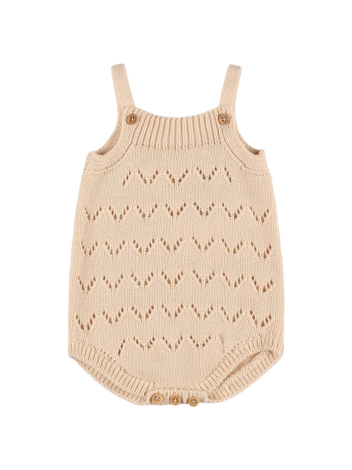 The New Society Babies' Organic Cotton Knit Bodysuit In Beige
