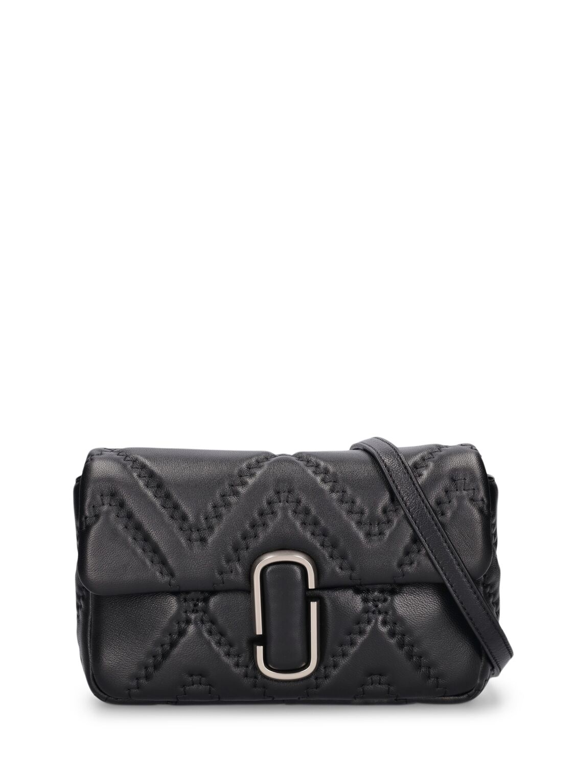 Shop Marc Jacobs The Marc J Leather Shoulder Bag In Black