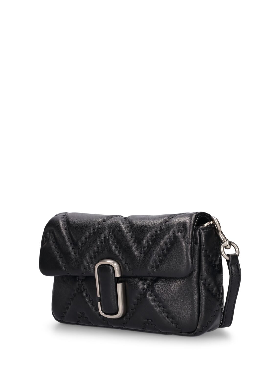 Shop Marc Jacobs The Marc J Leather Shoulder Bag In Black
