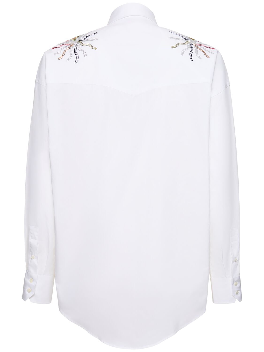 Shop Bluemarble Rhinestoned Stardust Cotton Poplin Shirt In White