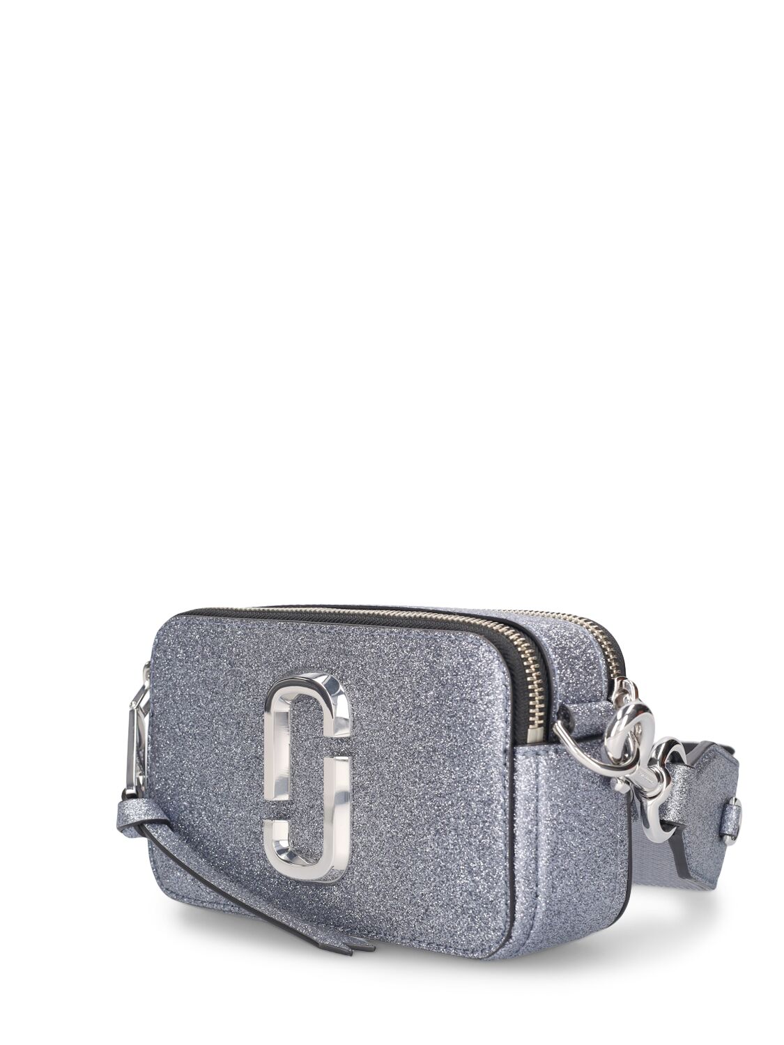 Shop Marc Jacobs The Snapshot Leather Shoulder Bag In Silver