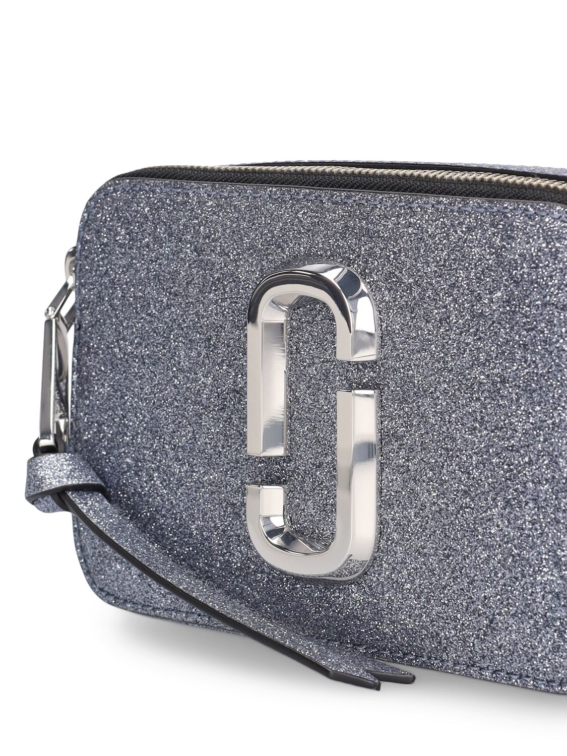 Shop Marc Jacobs The Snapshot Leather Shoulder Bag In Silver