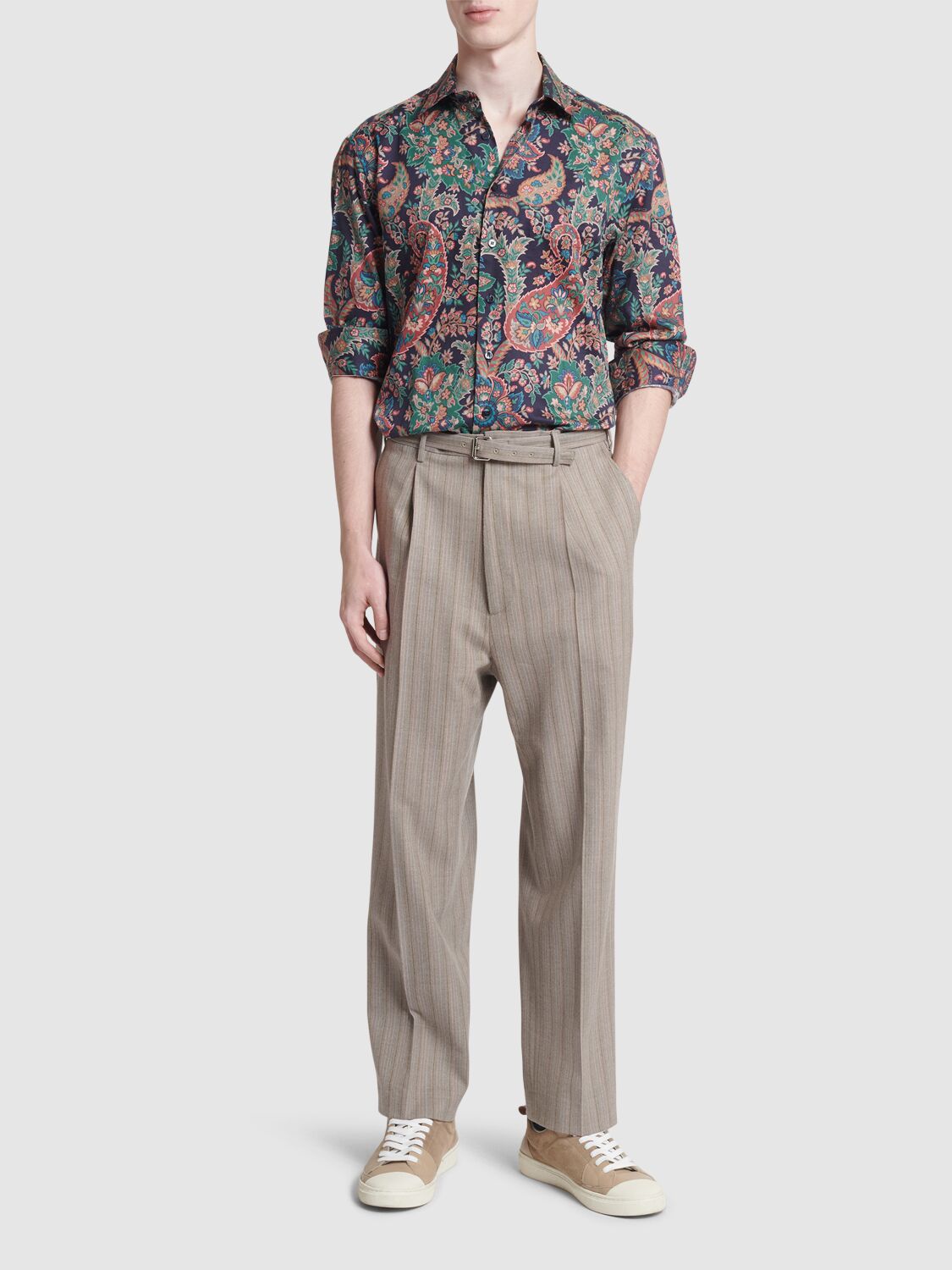 Shop Etro Printed Cotton Shirt In Black