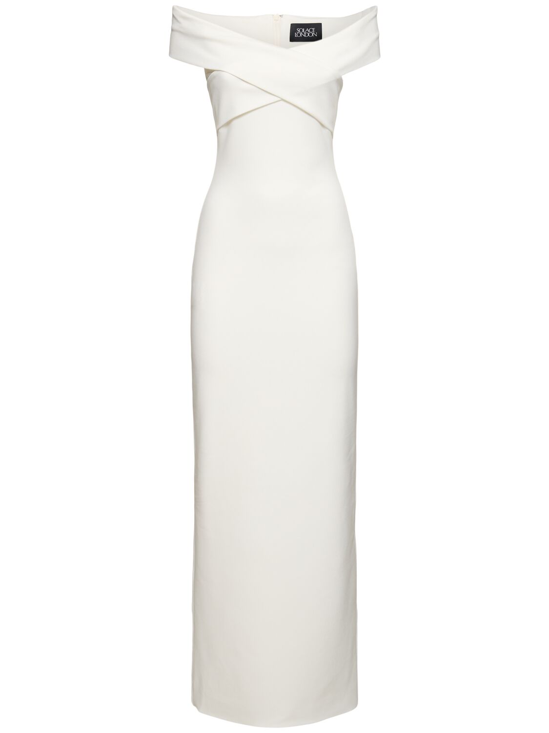 Solace London Ines Crepe Knit Maxi Dress In White