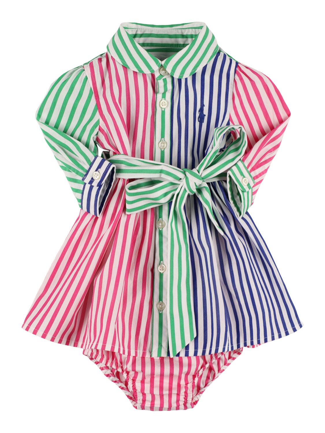 Ralph Lauren Babies' Cotton Poplin Shirt Dress W/belt In Multi