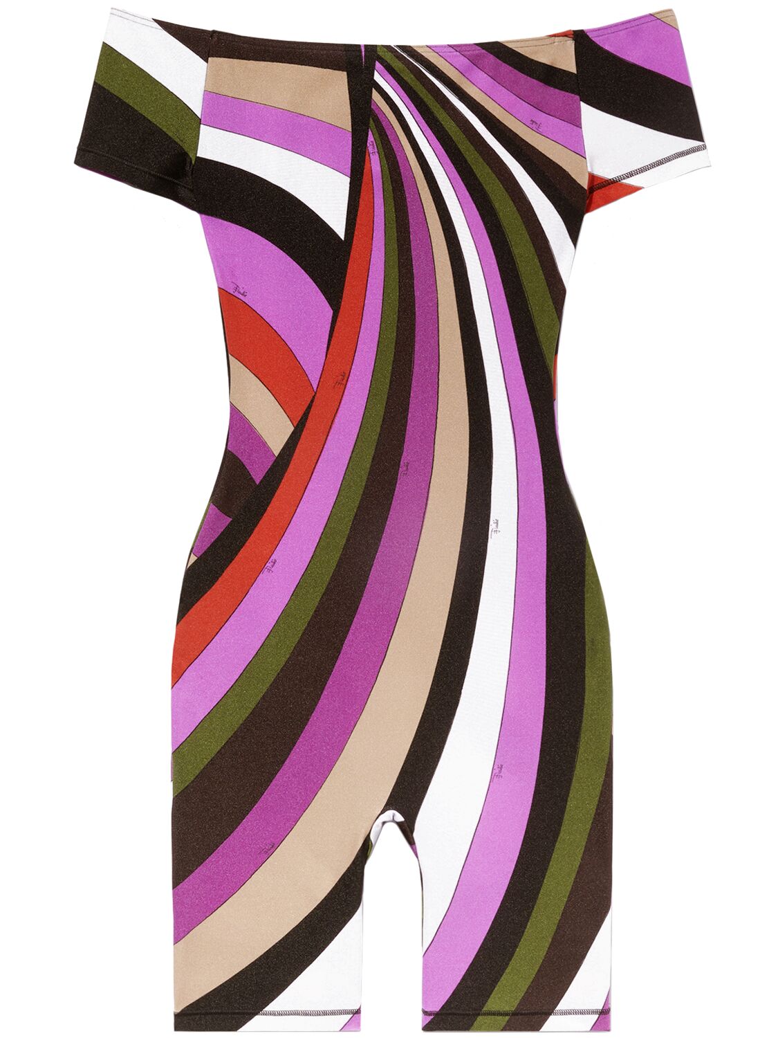 Shop Pucci Printed Shiny Lycra Jumpsuit In Khaki,fuxia