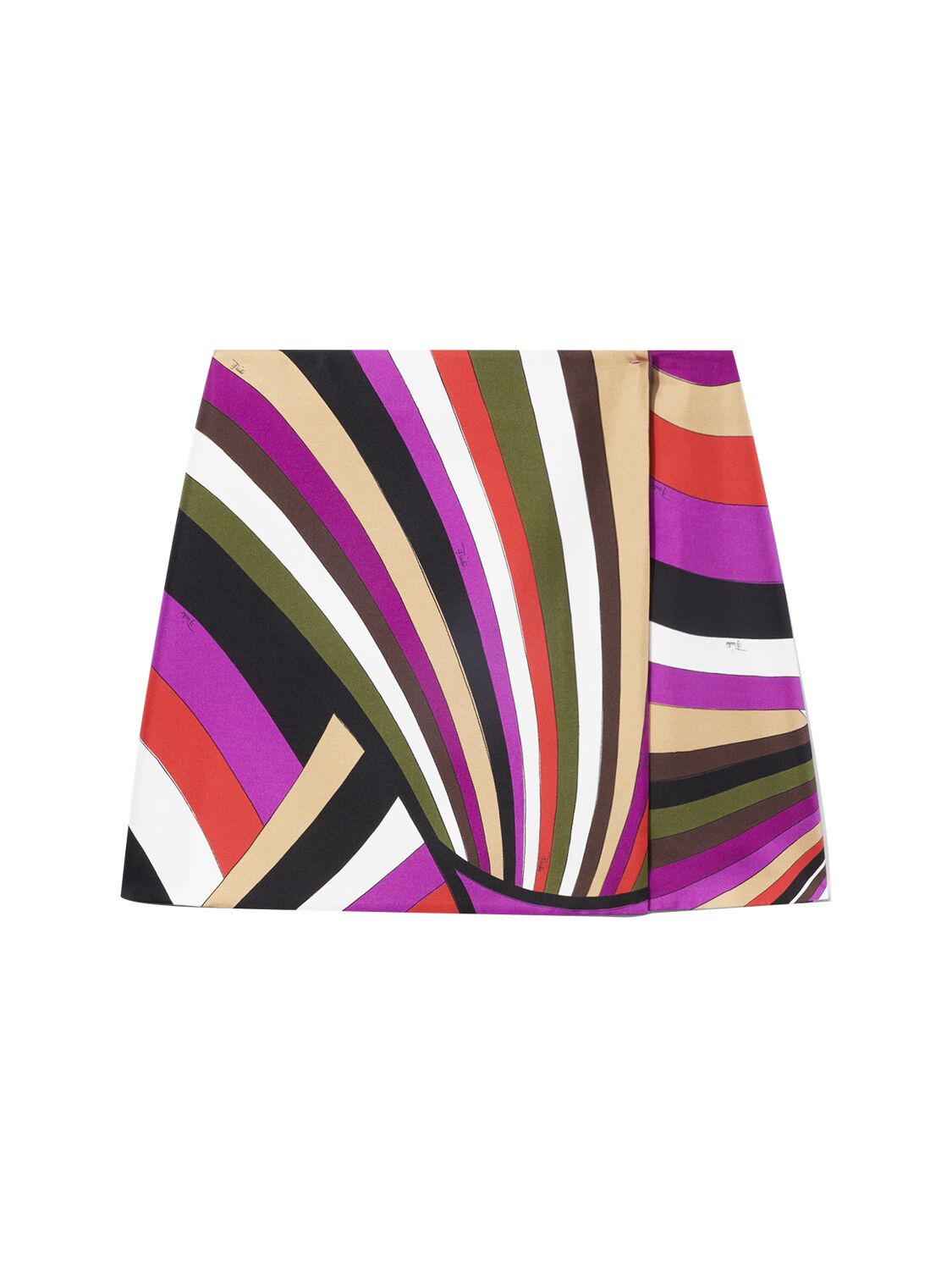 Shop Pucci Printed Silk Twill Mini Skirt In Green,fuchsia