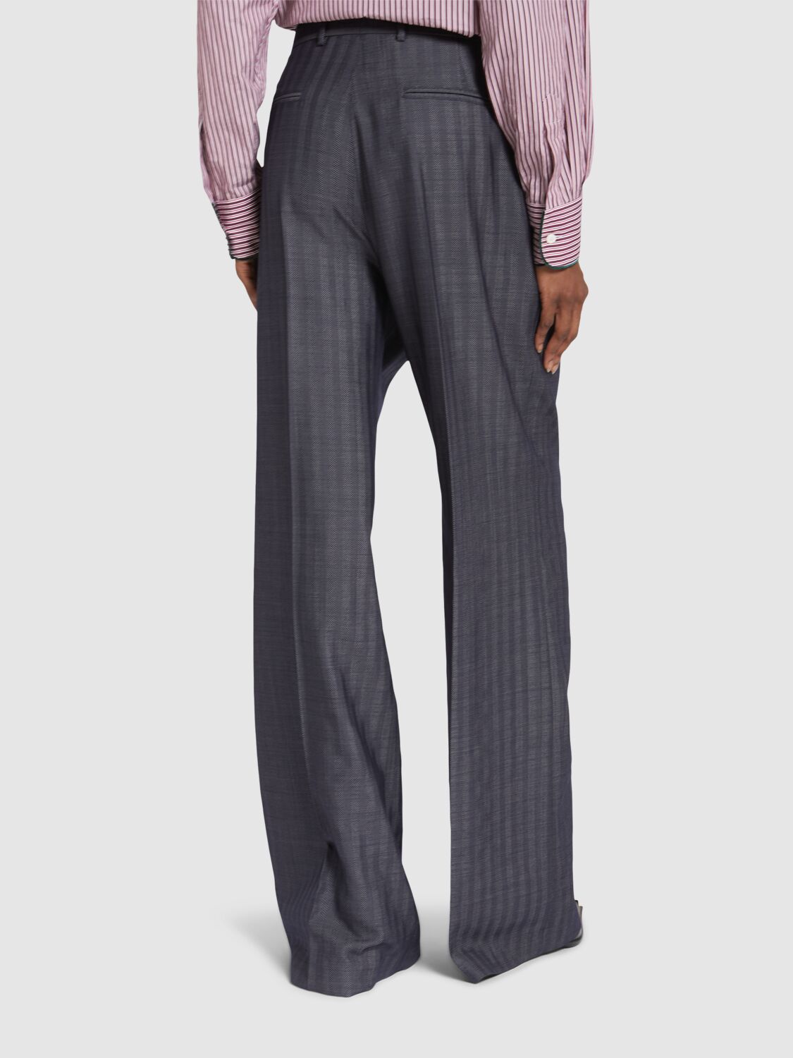 Shop Etro Wool Suiting Wide Pants In 深灰色