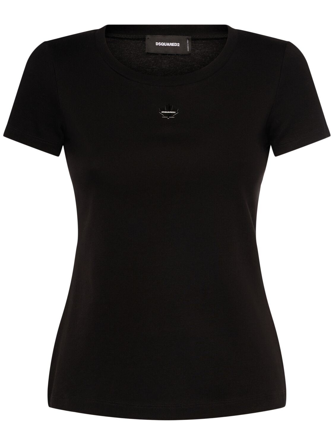 Dsquared2 Ribbed Cotton T-shirt In Black