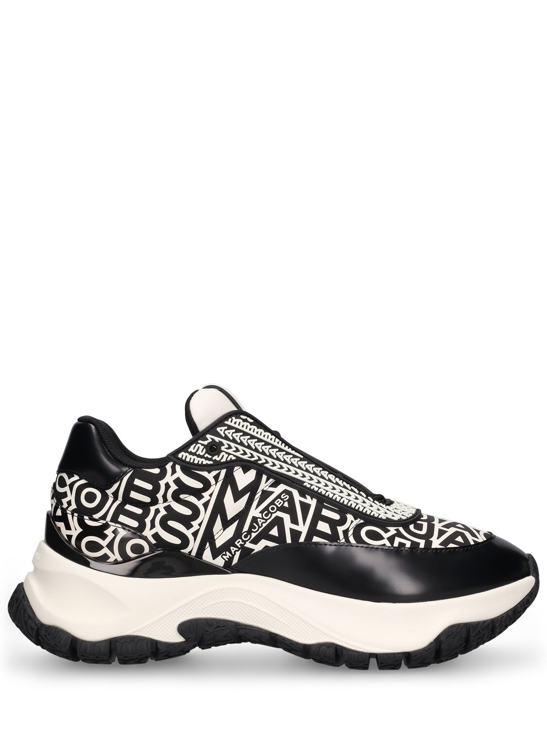 Shop Marc Jacobs The Monogram Lazy Runner Sneakers In Black,white