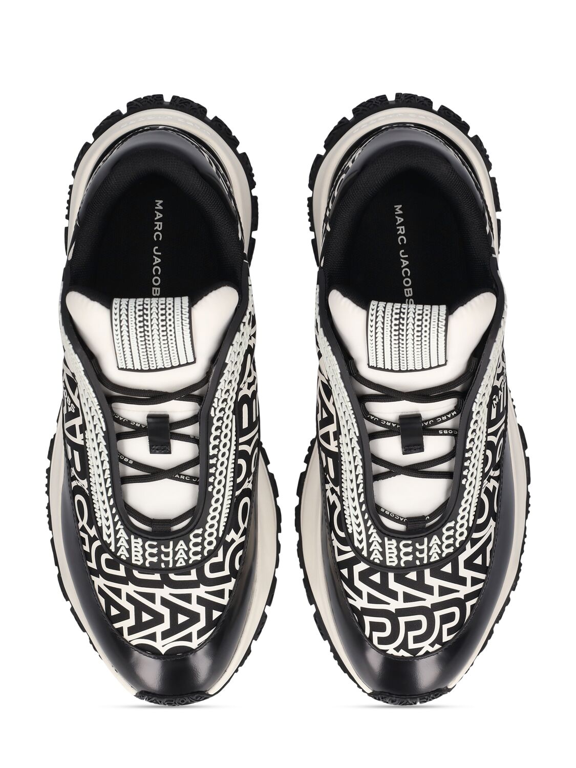 Shop Marc Jacobs The Monogram Lazy Runner Sneakers In Black,white