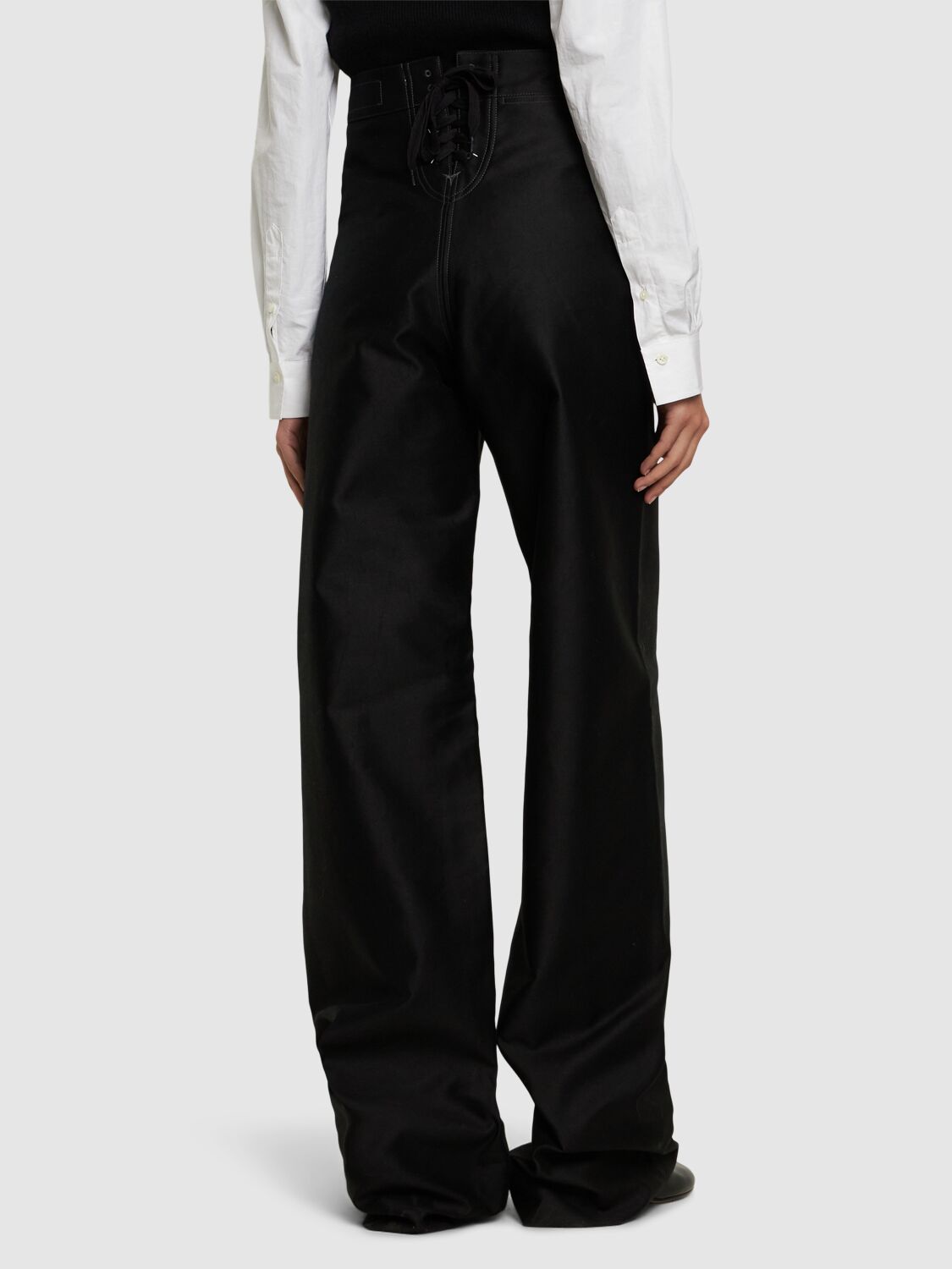 Shop Maison Margiela Cotton Satin Pants In Black