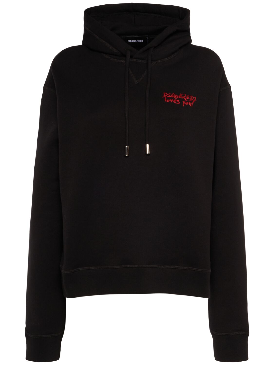 Dsquared2 Brushed Cotton Hoodie In Black