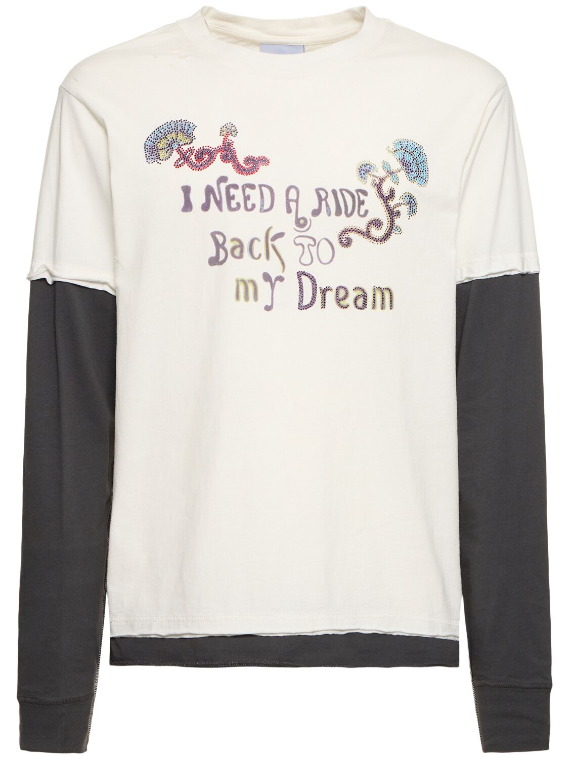 Shop Bluemarble Printed Cotton Jersey L/s T-shirt In White