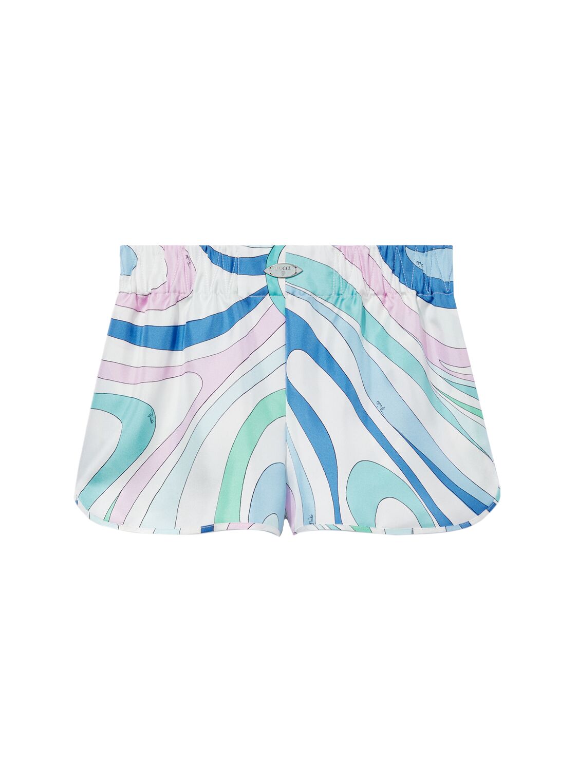 Pucci Printed Silk Twill Shorts In Blue,white