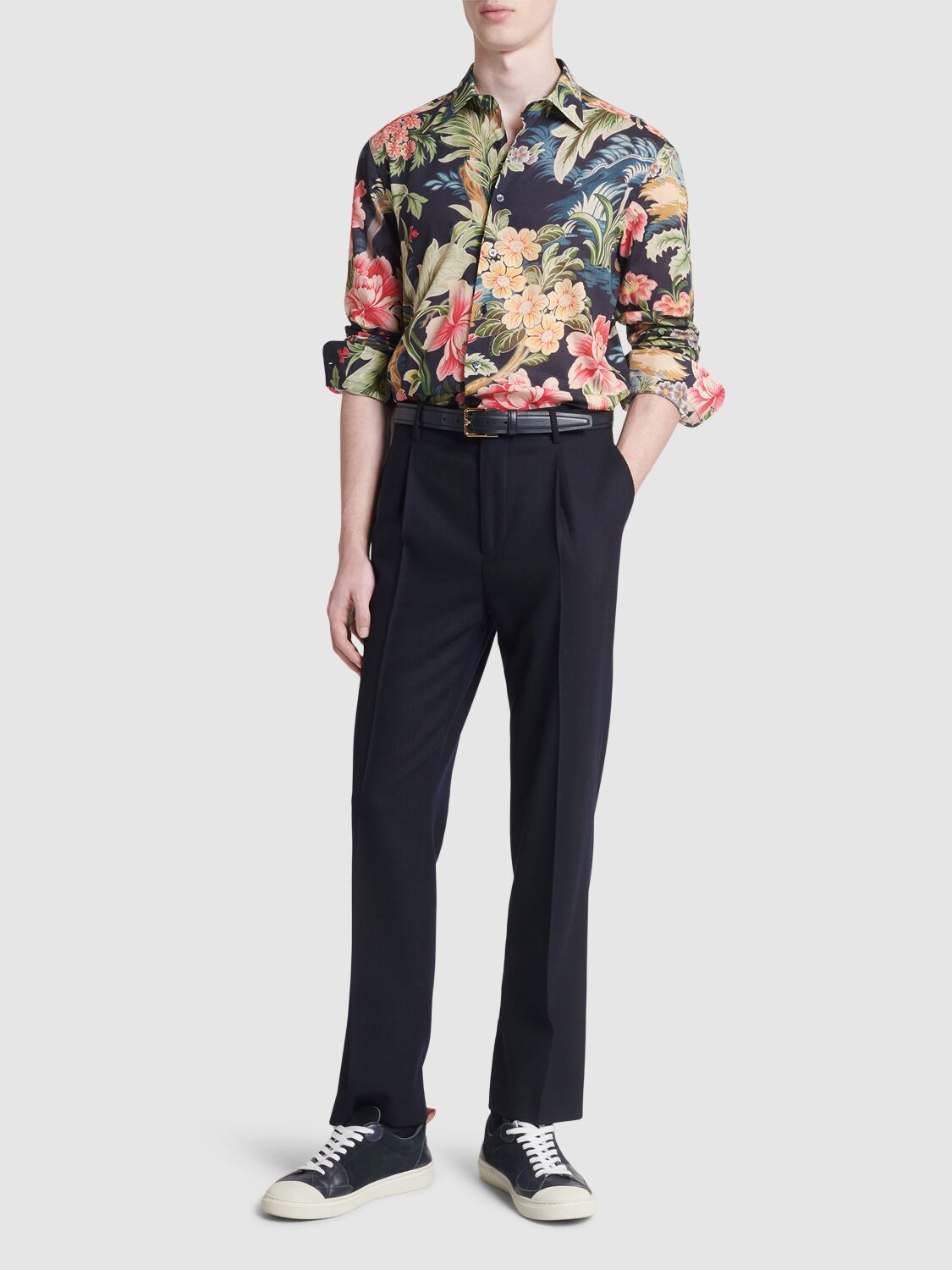 Shop Etro Printed Cotton Shirt In Black