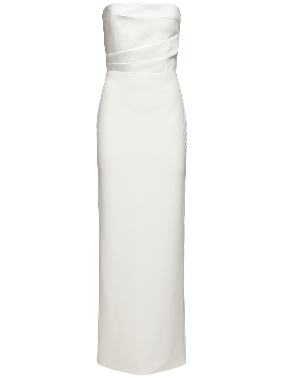 Shop Solace London Afra Crepe Knit Strapless Maxi Dress In White