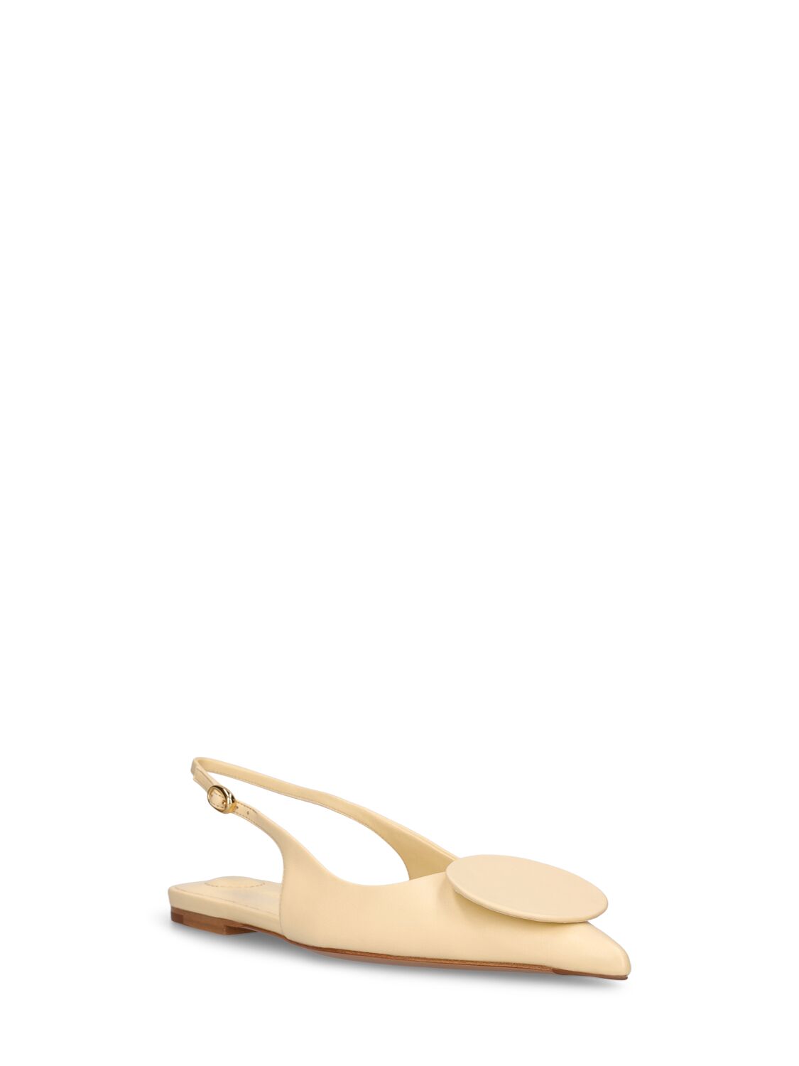 Shop Jacquemus 10mm Duelo P Leather Slingback Flats In Ivory