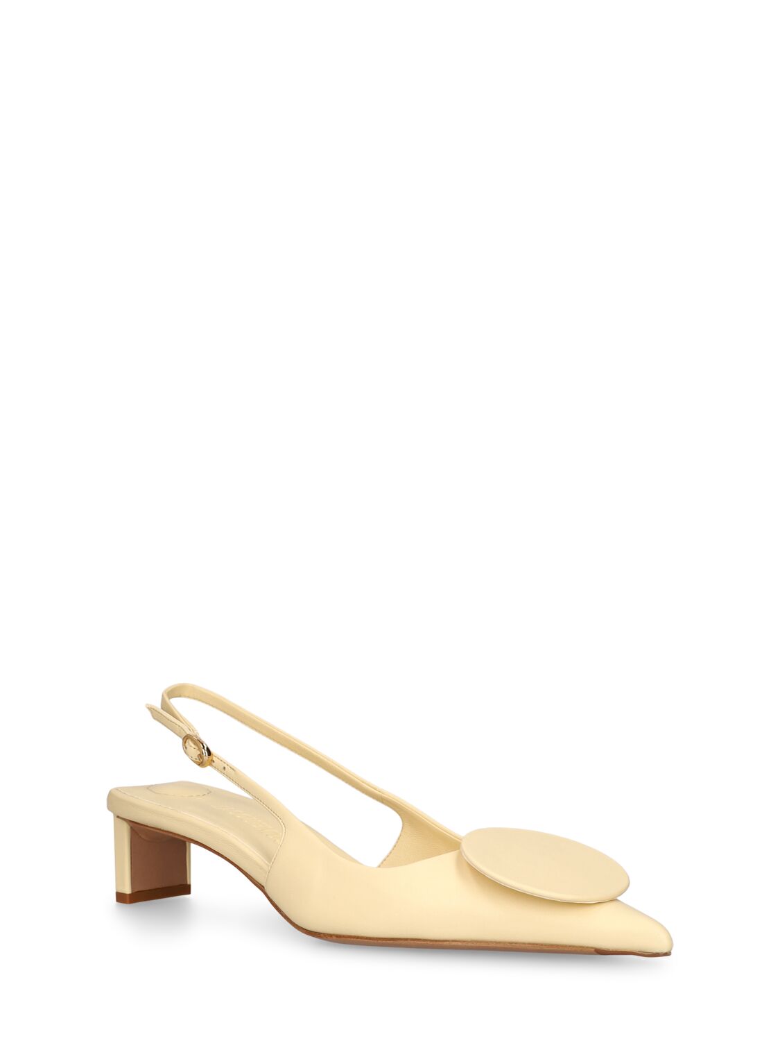 Shop Jacquemus 40mm Duelo B Leather Slingback Heels In Ivory