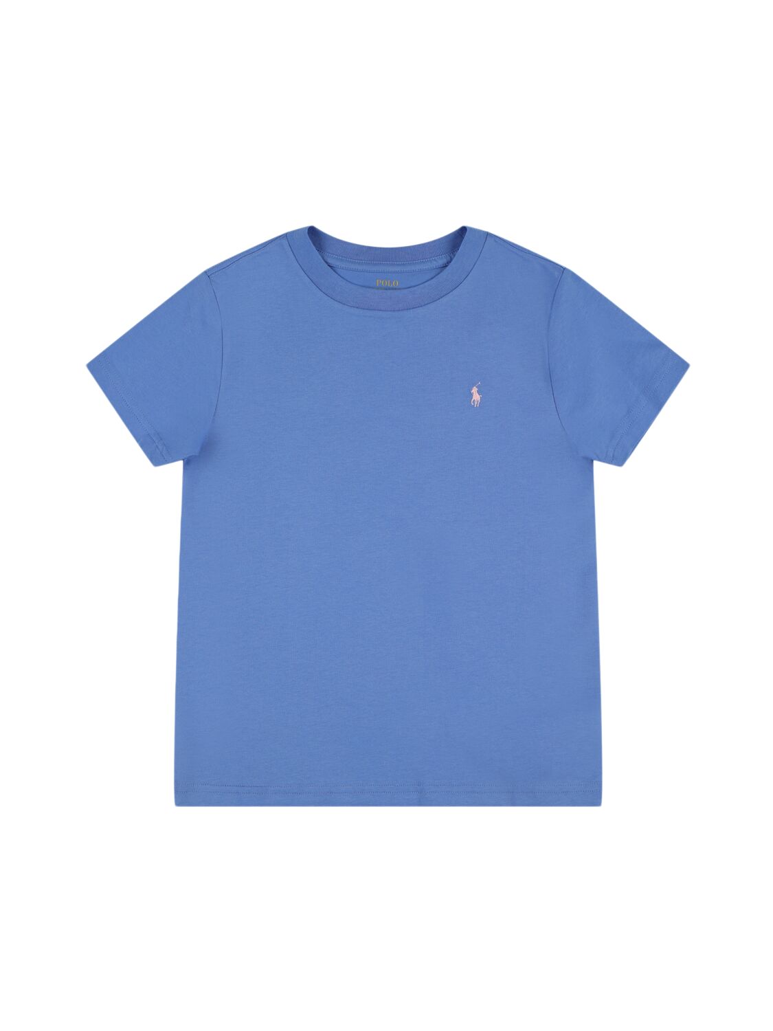 Shop Ralph Lauren Logo Embroidered Cotton Jersey T-shirt In Light Blue