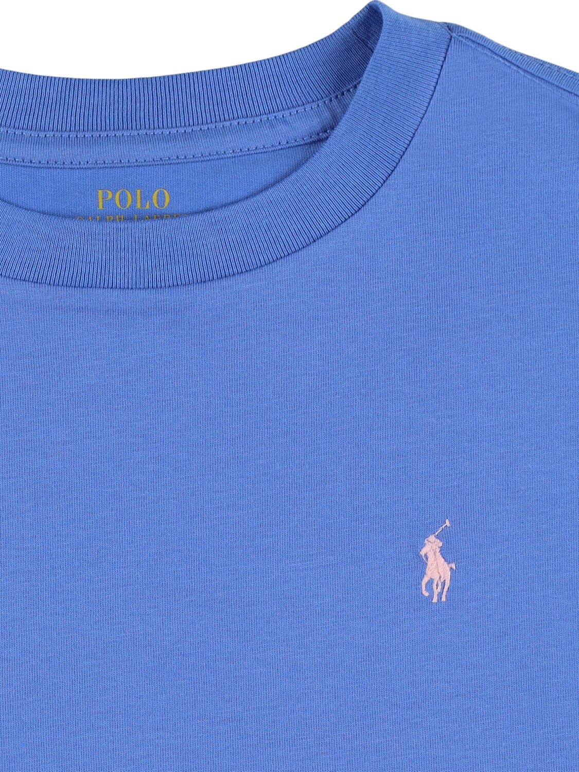 Shop Ralph Lauren Logo Embroidered Cotton Jersey T-shirt In Light Blue