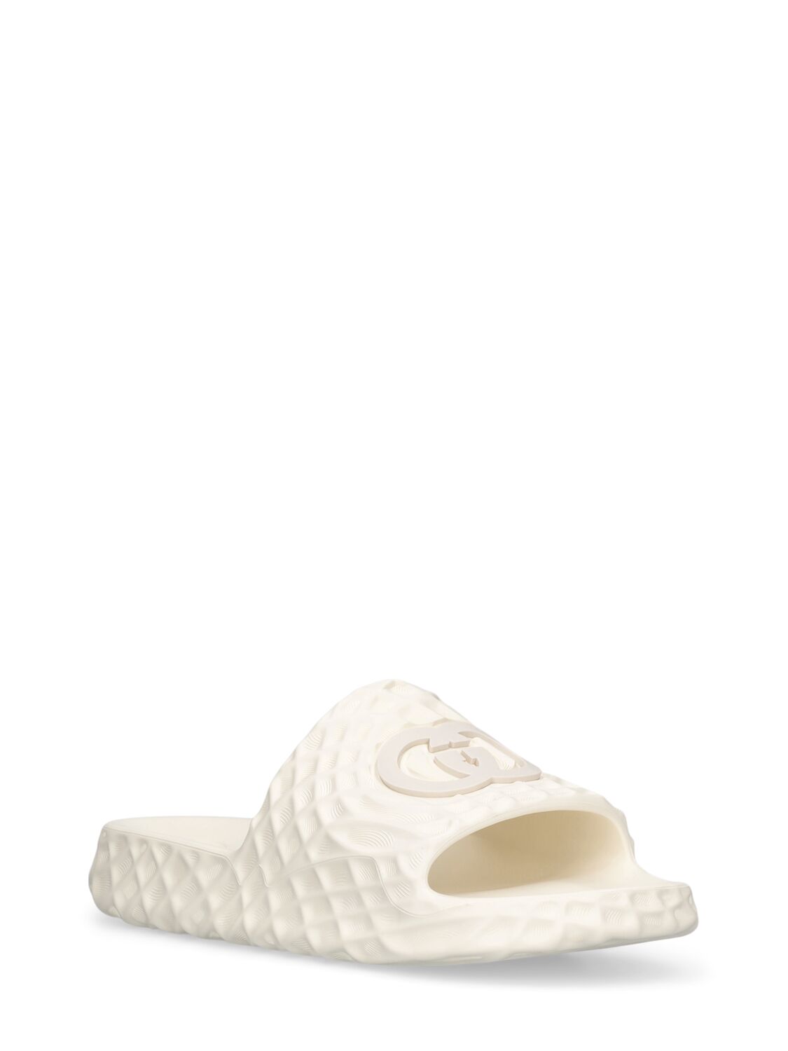 Shop Gucci Gg Water Ripple Rubber Slides In Off White