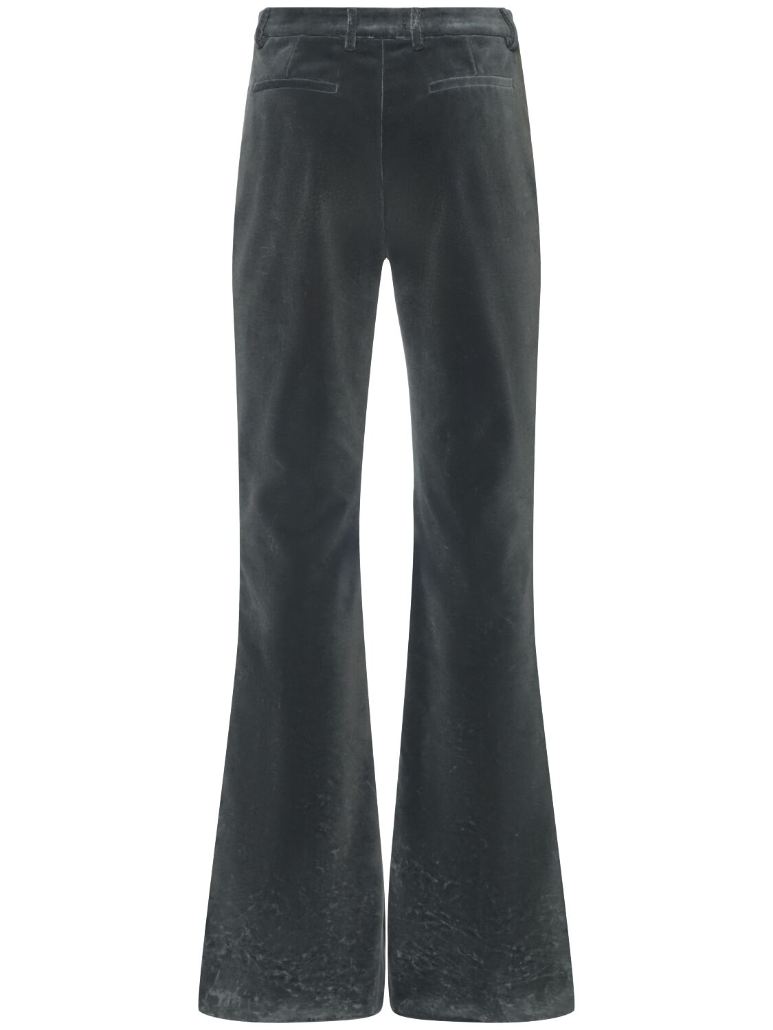 Shop Etro Velvet Flared Pants In Teal/grey