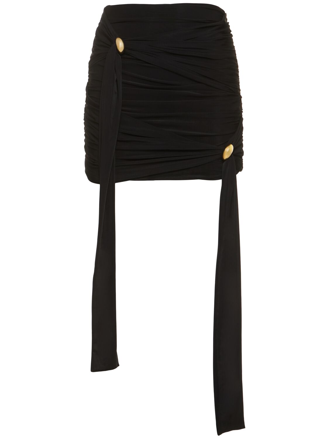 Blumarine Mesh Mini Skirt W/gold Rings In Black