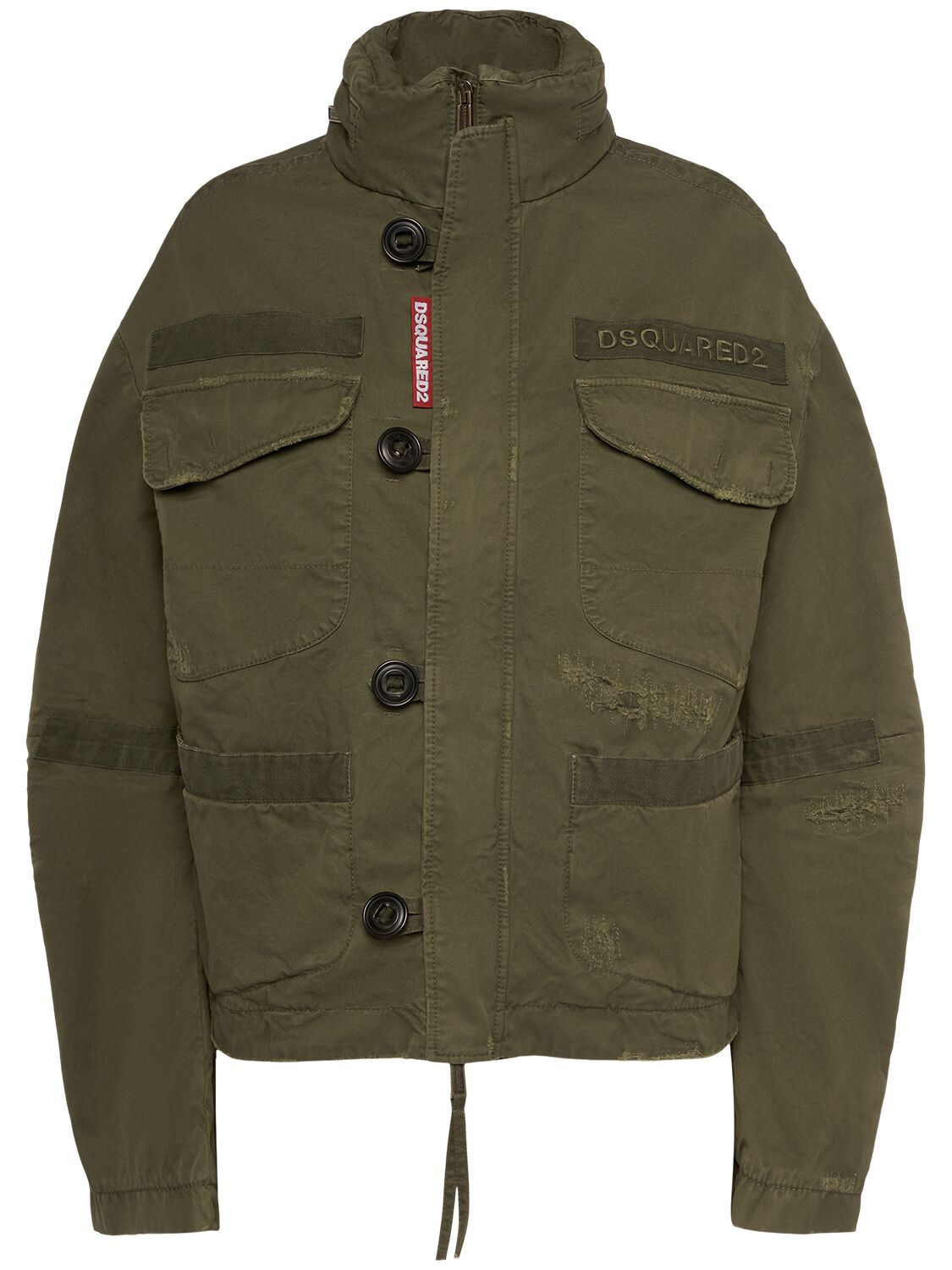 Dsquared2 Military Twill Overdyed Bomber Jacket In Green