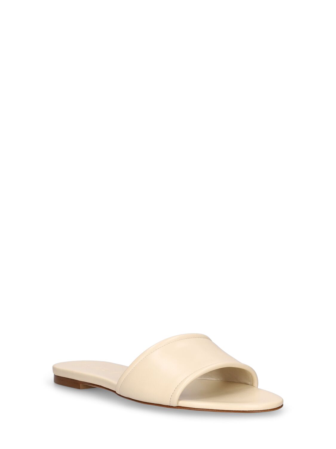 Shop Aeyde 10mm Sumi Flat Leather Slide Sandals In Cream